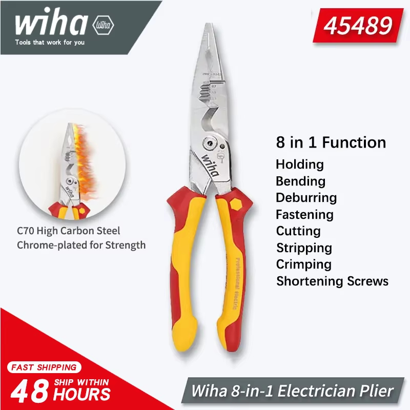 Tools Vn - Оригинальные изолированные плоскогубцы Wiha 45489 8-в-1,